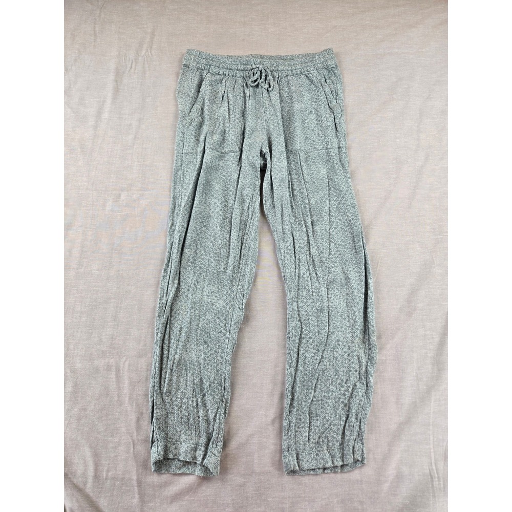 prAna Womens XS Grey Floral Crinkle Relaxed Drawstring Straight Leg Pants